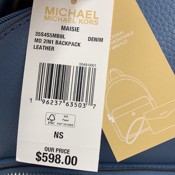 MICHAEL KORS Maisie Medium Pebbled Leather 2-in-1 Backpack DENIM COLOR - Picture 16 of 16